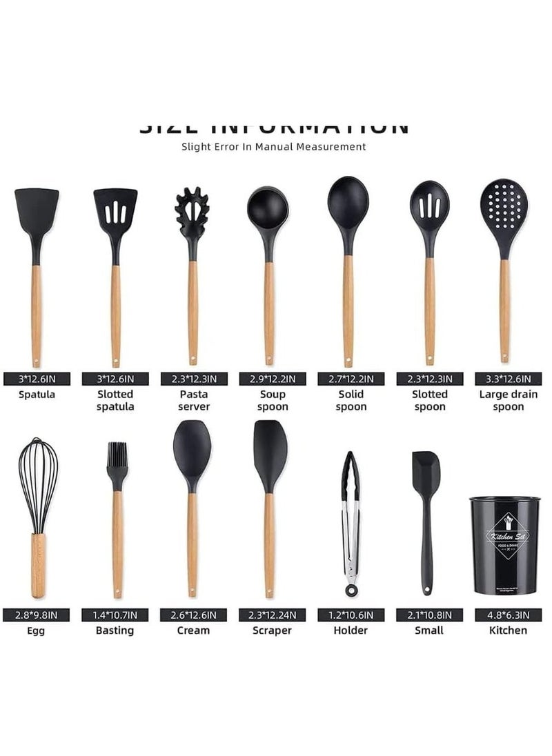 JAJEEK Kitchen Utensils Silicone 11-Piece Spatula Set with Organizer Cup Holder, Non-Stick Cookware Safe, Non-Toxic Cooking Tools Includes Tongs, Spatula, Turner, Ladle, and More - Image 5