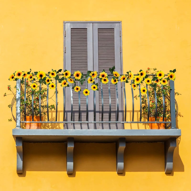 Uieke 10 Pack Artificial Sunflower Garland, 8.2ft/Pcs Silk Sunflowers with Green Leaves, Flowers Vines for Room Home Kitchen Garden Wedding Arch Bridal Baby Shower Party Outdoor Decor - Image 2