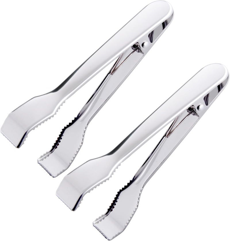 Hinmay Ice Tongs for Ice Bucket 6-3/4 Inch - Set of 2 - Premium 18/8 Stainless Steel Ice Tongs with Teeth for Ice Sugar Cubes Tea Party Coffee Bar Food Serving - Image 1