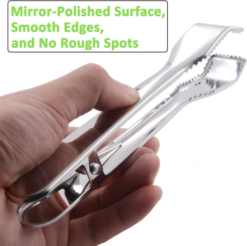 Hinmay Ice Tongs for Ice Bucket 6-3/4 Inch - Set of 2 - Premium 18/8 Stainless Steel Ice Tongs with Teeth for Ice Sugar Cubes Tea Party Coffee Bar Food Serving - Image 3