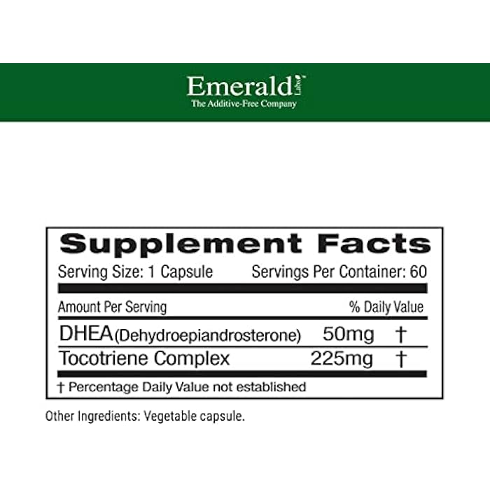 Emerald Laboratories Emerald Labs DHEA 50mg - Adrenal Support Supplement to Help Hormone Balance* - Gluten-Free - 60 Vegetable Capsules (60-Day Supply) - Image 2