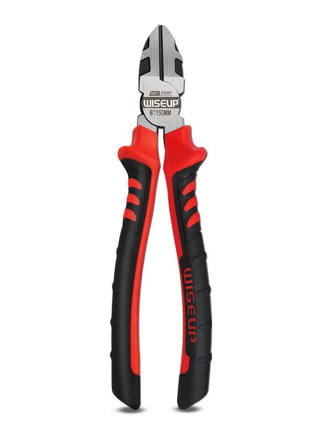 وايزأب مقصات جانبية لقص الأسلاك من WISEUP، مقصات أسلاك احترافية CR-V مقاس 150 مم، مقصات أسلاك دقيقة، مقصات أسلاك عالية الرافعة مريحة، مقصات أسلاك مرنة وأسلاك ألياف بصرية - Image 1
