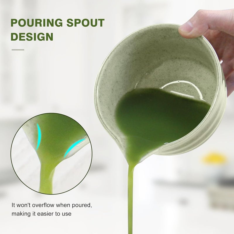 AIKAMI Matcha Whisk Set, Japanese Tea Set includes Matcha Bowl with Spout, Matcha Whisk and Holder, Bamboo Scoop - 4 Pcs Ceremonial Grade Matcha kit for Tea Lovers (Jade Green) - Image 3