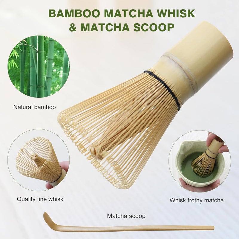 AIKAMI Matcha Whisk Set, Japanese Tea Set includes Matcha Bowl with Spout, Matcha Whisk and Holder, Bamboo Scoop - 4 Pcs Ceremonial Grade Matcha kit for Tea Lovers (Jade Green) - Image 4