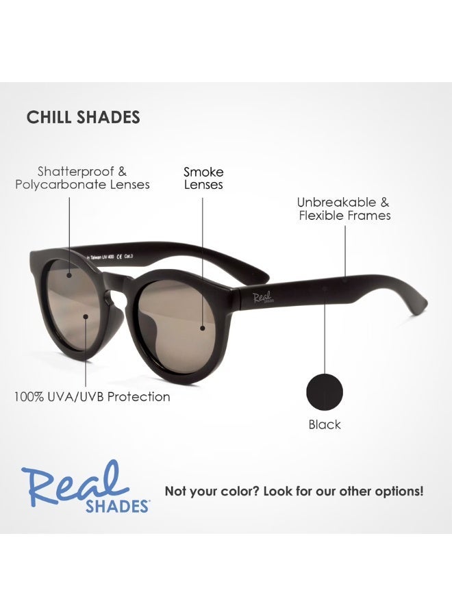 REAL SHADES Chill Polarized Sunglasses for Babies 0+ Black Fashion, Smoke Lens, 100% UV400 Protection, Unbreakable Flex Frames, Shatterproof Lenses - Image 3