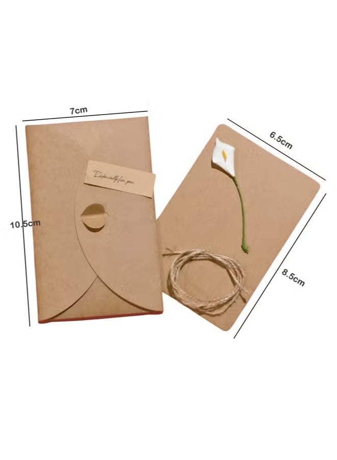 Miamia 10 Pieces Gift Cards Handmade Dried Flower Greeting Cards with Kraft Paper Envelope Jute Twine Birthday Wedding Gift Brown  - Image 3