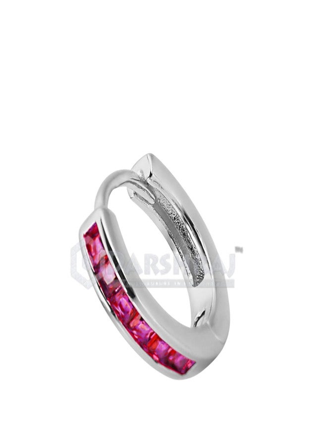 DARSHRAJ 925 Sterling Silver Nose Ring with Delicate Gemstone Accent for Girls and Women, 8 mm Size, Comfortable Fit - Image 2