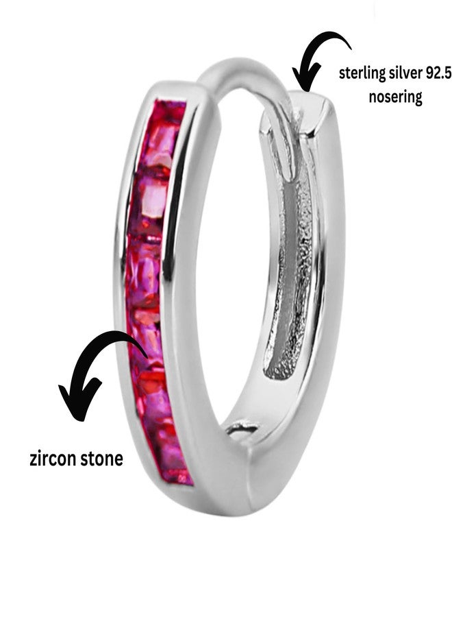 DARSHRAJ 925 Sterling Silver Nose Ring with Delicate Gemstone Accent for Girls and Women, 8 mm Size, Comfortable Fit - Image 5