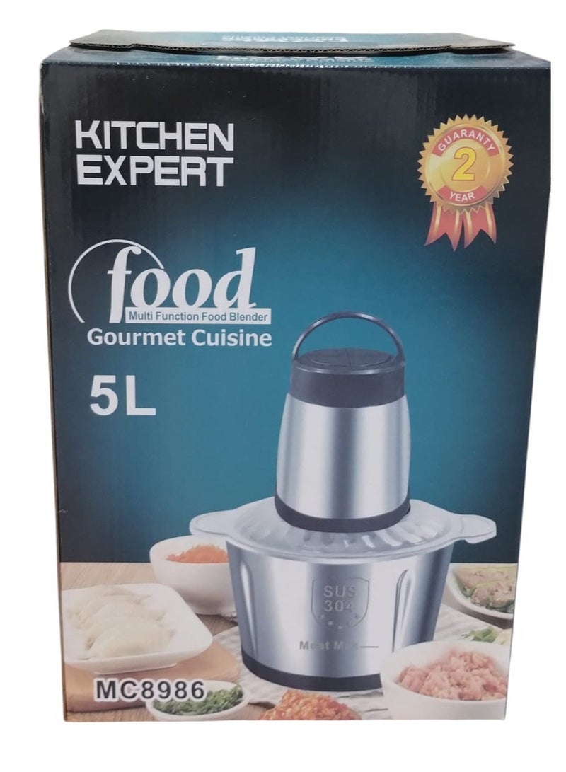 كيتشن إكسبرت مفرمة اللحوم والخضروات متعدد الوظائف مصممة لتقطيع وخلط أنواع مختلفة من الطعام واللحوم مزود بوعاء كبير من الفولاذ المقاوم للصدأ سعة 5 لتر - Image 4