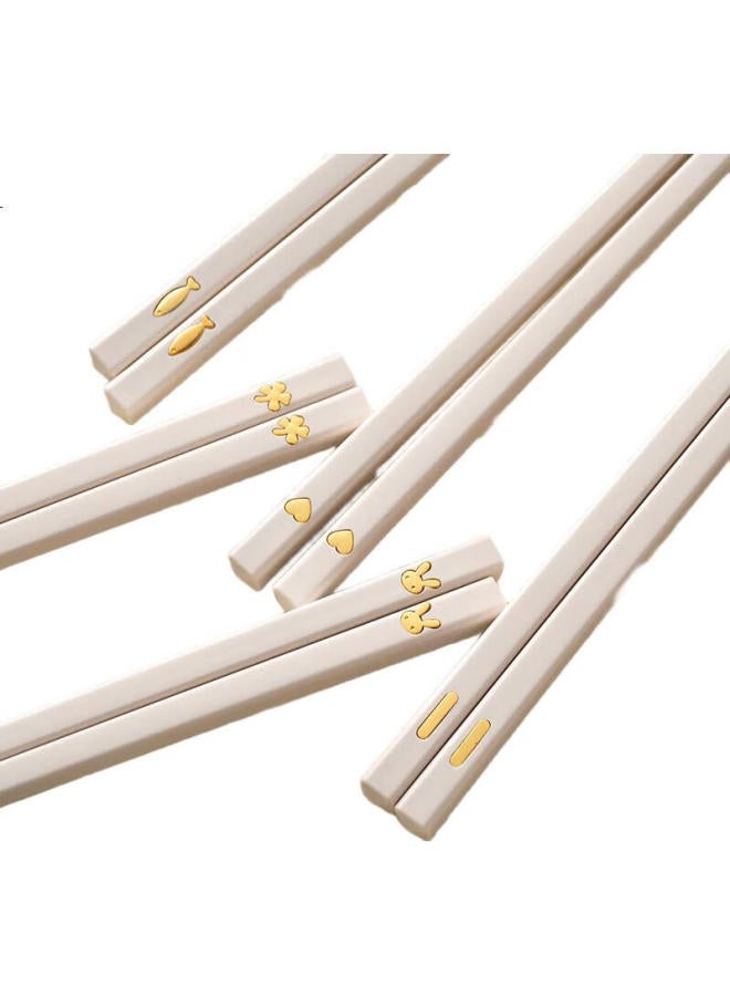 Onlycook Non-Slip Alloy Chopsticks Antibacterial And Mildew-Resistant High Temperature Resistant Separate Chopsticks For Household Use One Pair Per Person Inlaid Five Pairs Pack - Image 2