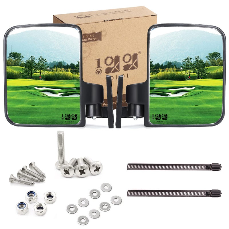 10L0L Golf Cart Side Mirrors Compatible with Yamaha Club Car EZGO and Others Round or Square Tube Golf Cart Roof Bracket Nodrilling Required