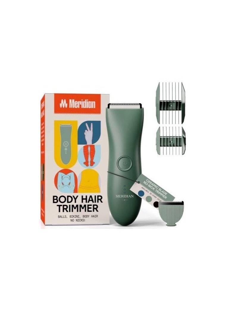 Meridian - The Starter Package - Original Electric Body & Pubic Hair Trimmer Set, 1 Replacement Blade - Cordless, Waterproof, Rechargeable - for Men and Women - Easy & Pain-Free Grooming Kit - Sage - Image 1