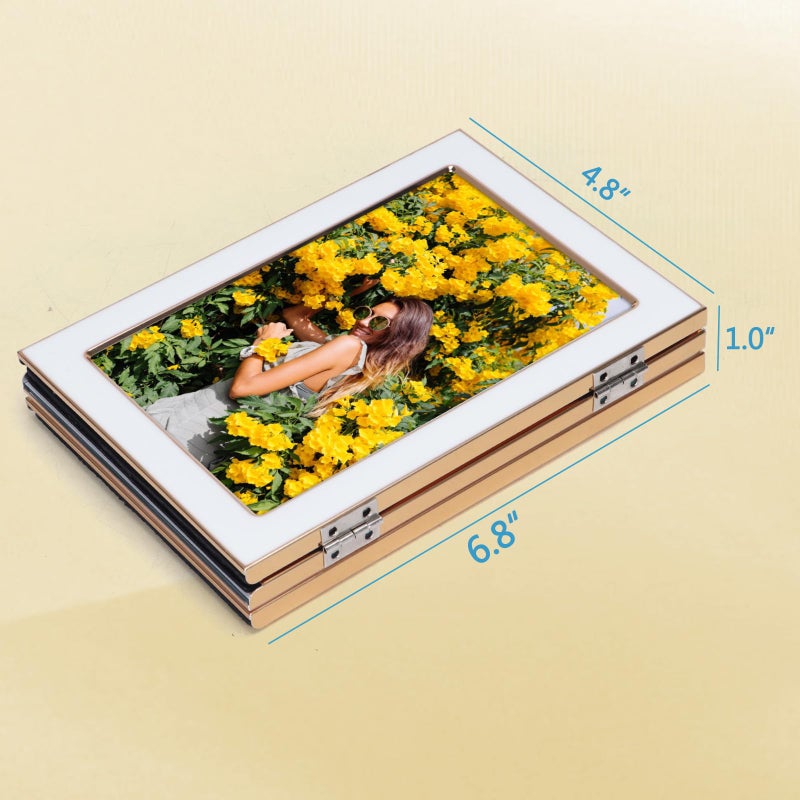 Lavezee 4x6 Trifold Picture Frame  Vertical White Hinged Frames Made to Display Three 4 by 6 inch Wedding Photos for Wall or Tabletop Decor - Image 3