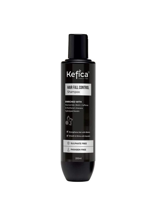 Kefica Hair Fall Control Shampoo 200ml with Biotin, Caffeine and Keratin | Niacinamide, Aloe Vera and D Panthenol | Sulphate Free, Paraben Free Shampoo for Men and Women - Image 1
