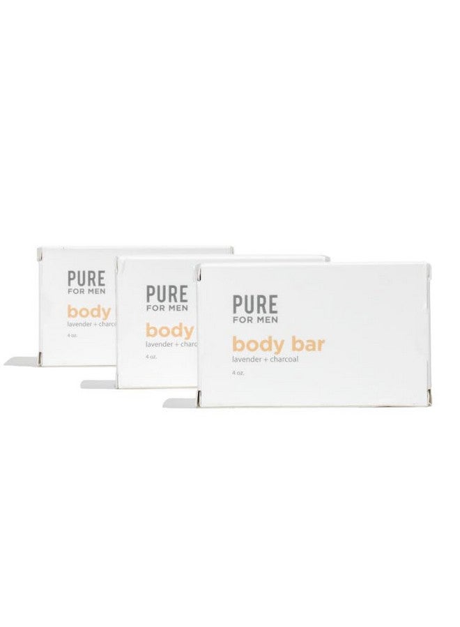 PURE FOR MEN Soap Bar Cleanser With Lavender And Activated Charcoal Hydrates & Helps Eliminate Odor Vegan 4 Oz. (3 Pack) - Image 1