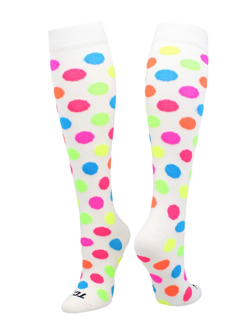 TCK Crazy Socks White with Neon Dots (White, Medium) - Image 5