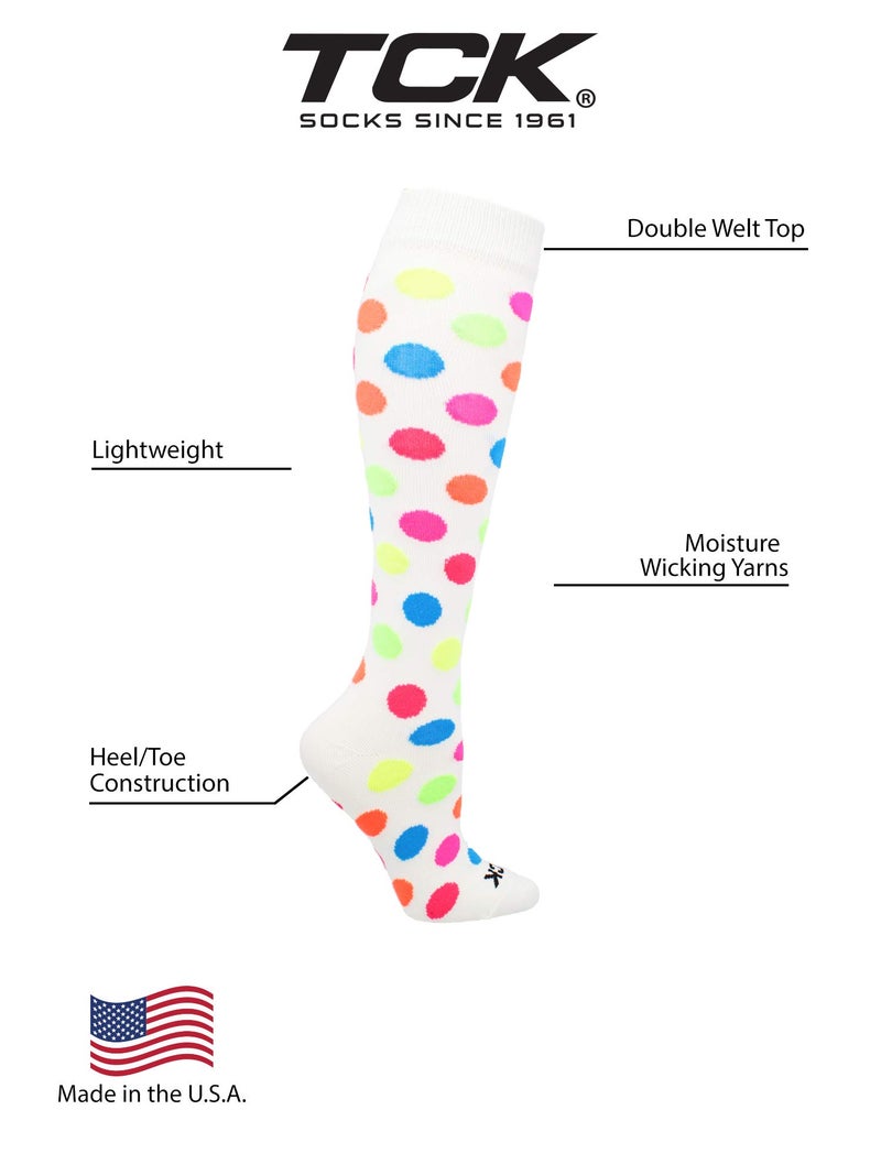 TCK Crazy Socks White with Neon Dots (White, Medium) - Image 3