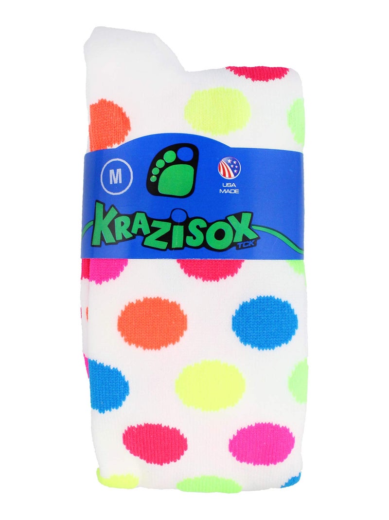 TCK Crazy Socks White with Neon Dots (White, Medium) - Image 2