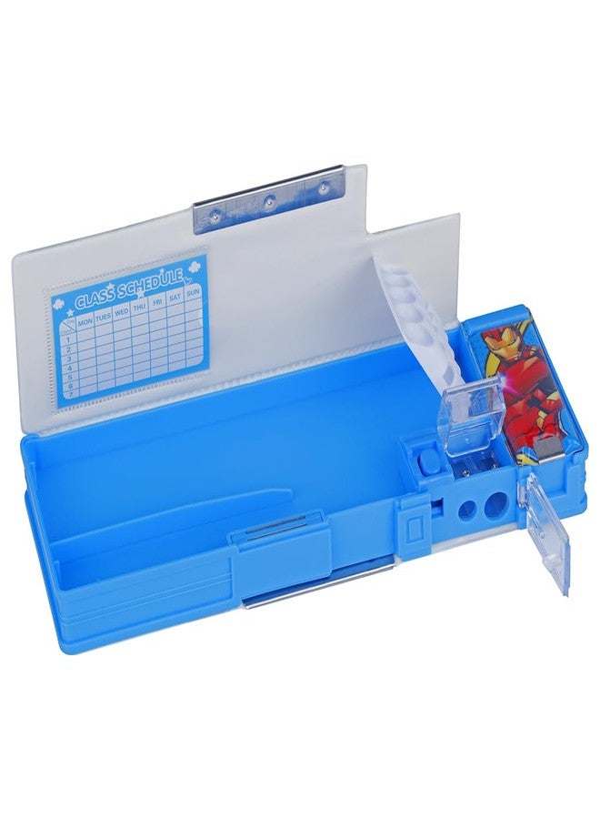 SKi Homeware SKI1601 Magnetic Dual Side Door Plastic Pencil Box with Avengers Print 3 to 15 Years Boy and Girls (Sky Blue Avengers) - Image 3