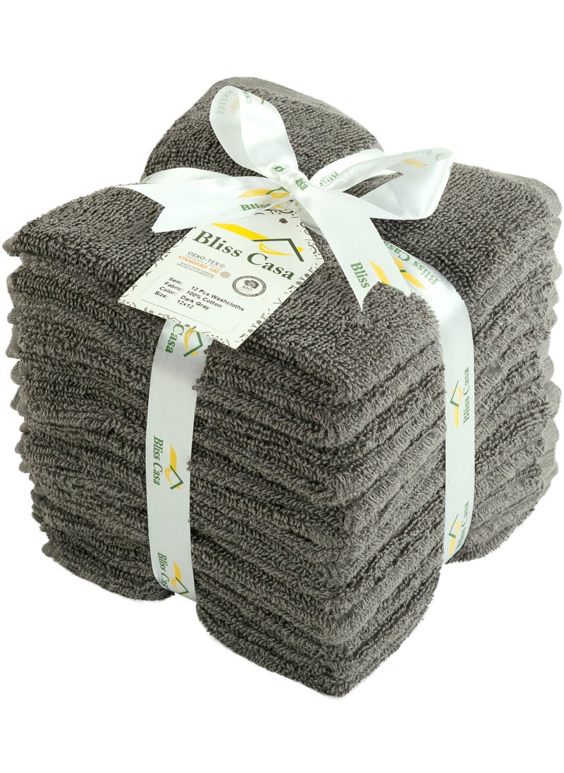 Bliss Casa Bliss Casa 100% Combed Cotton Washcloths (12 Pack, 30 x 30 CM) - 500 GSM Washcloth, Face towel Set Highly Absorbent Quick Dry and Soft Towels  - Image 2