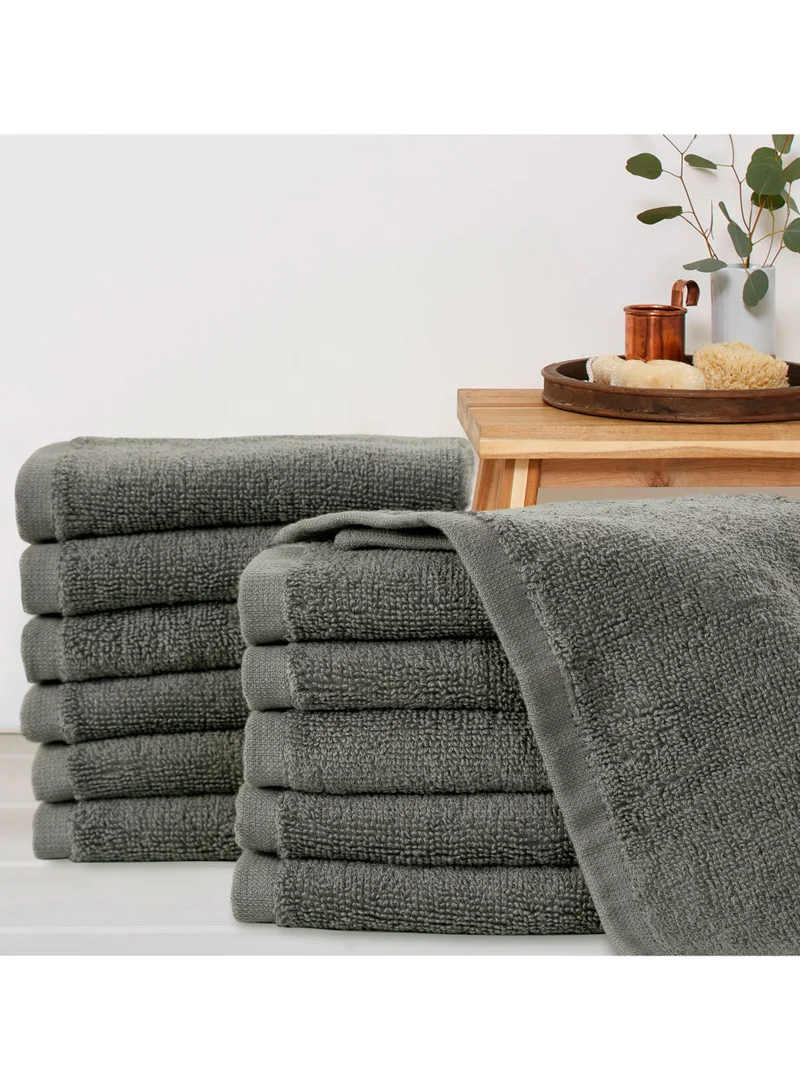 بليس كاسا مناديل Bliss Casa 100% من القطن الممشط (12 عبوة، 30 × 30 سم) - منشفة 500 جرام في المتر المربع، مجموعة مناشف الوجه عالية الامتصاص وسريعة الجفاف وناعمة
