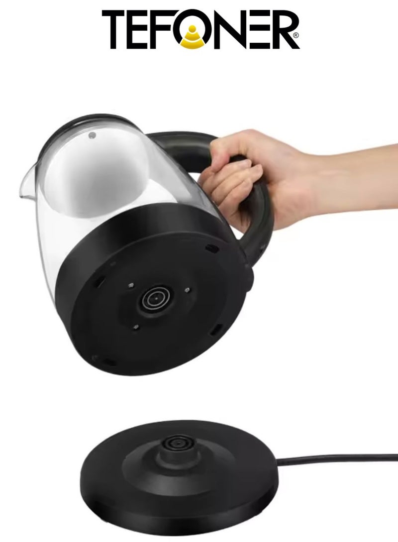 تيفونر غلاية ماء كهربائية. غلايه ماء زجاجية انيقة، سخان ماء بنظام انطفاء تلقائي، غلايات ماء كهرباء بسعة 2 لتر، غلايه كهربائية بأضائة داخلية. سخانة ماء بقوة 1500 واط، غلاية كهربائية تعمل على كهرباء 220-240 فولت. - Image 2