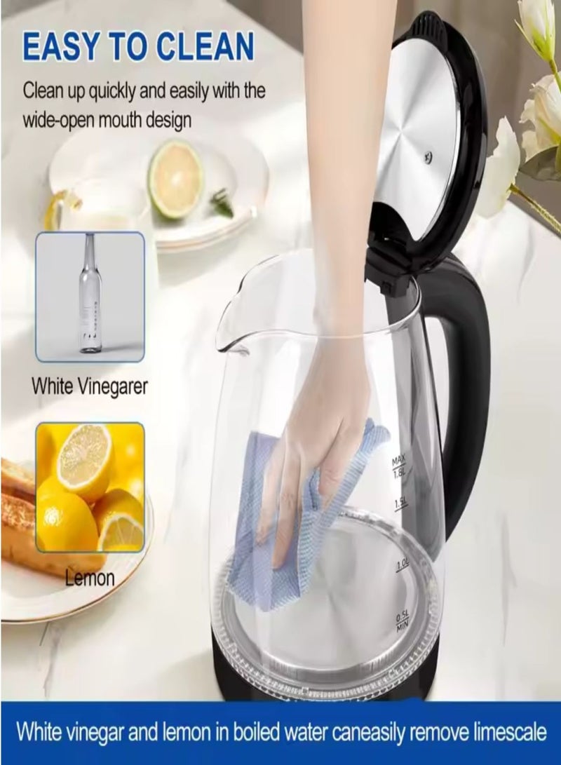 تيفونر غلاية ماء كهربائية. غلايه ماء زجاجية انيقة، سخان ماء بنظام انطفاء تلقائي، غلايات ماء كهرباء بسعة 2 لتر، غلايه كهربائية بأضائة داخلية. سخانة ماء بقوة 1500 واط، غلاية كهربائية تعمل على كهرباء 220-240 فولت. - Image 4