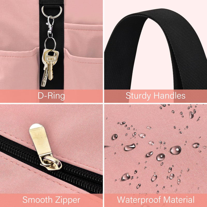 Becokan Large Tote Bag for Women Waterproof with 12 Pockets Top Zipper Closure Utility Teacher Nurse Bags for Work School - Image 4