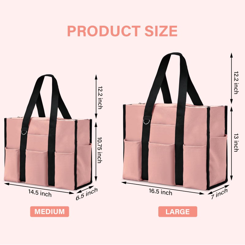 Becokan Large Tote Bag for Women Waterproof with 12 Pockets Top Zipper Closure Utility Teacher Nurse Bags for Work School - Image 5