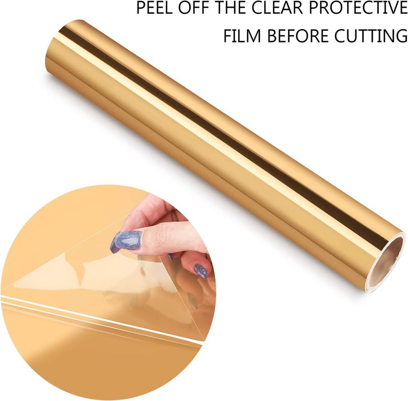 TECKWRAP Light Gold Chrome Vinyl Permanent Chrome Gold Adhesive Vinyl Roll 1ftx5ft - Image 1