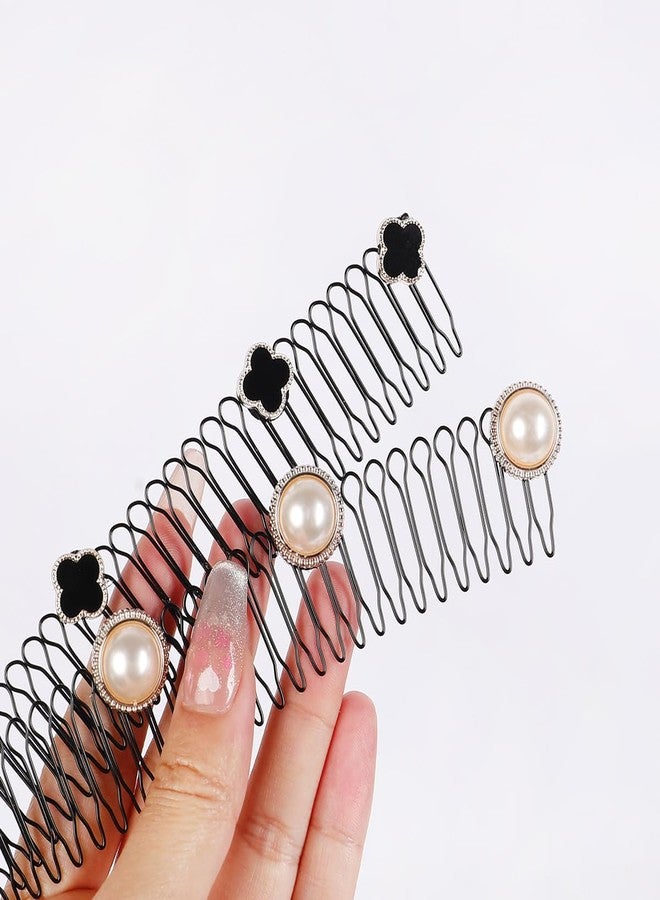 ORYNTH Single Floral Decorative Hair Comb, Black Spring Clip with White Pearl Flower Accent, Elegant and Functional Hairpin for Updos, Weddings, Birthdays, and Daily Fashion, 2 Pcs - Multi. - Image 1