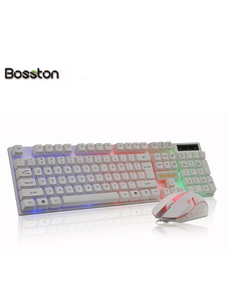 104 Keys Colorful Lights Switch Mechanical Gaming Keyboard And Mouse,  Wired Waterproof Backlit Silent RGB Color Suitable for PC/Ps4/Xbox Gamers
