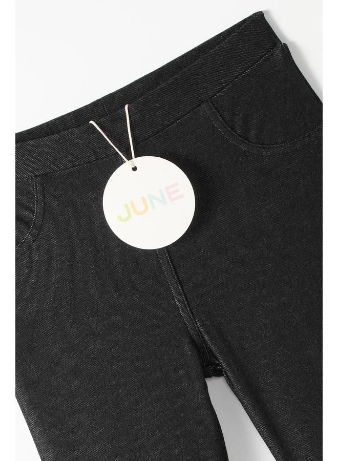 JUNE June Girl Jean Look Knitted Tight Black