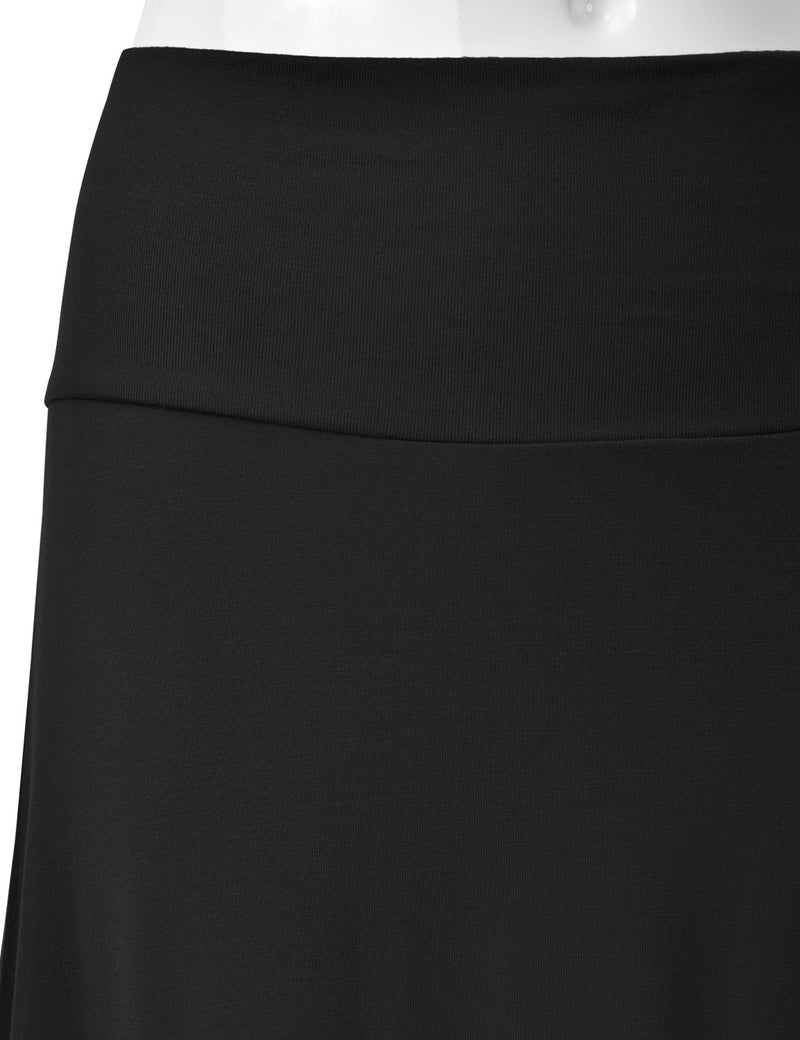 EIMIN Women's Solid Flared Lightweight Elastic Waist Classic Midi Skirt Black M - Image 5