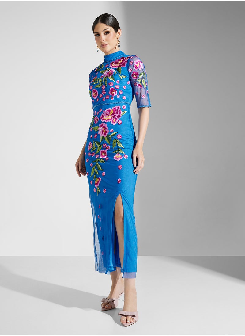 Frock and Frill Floral Embroidered Dress  - Image 4
