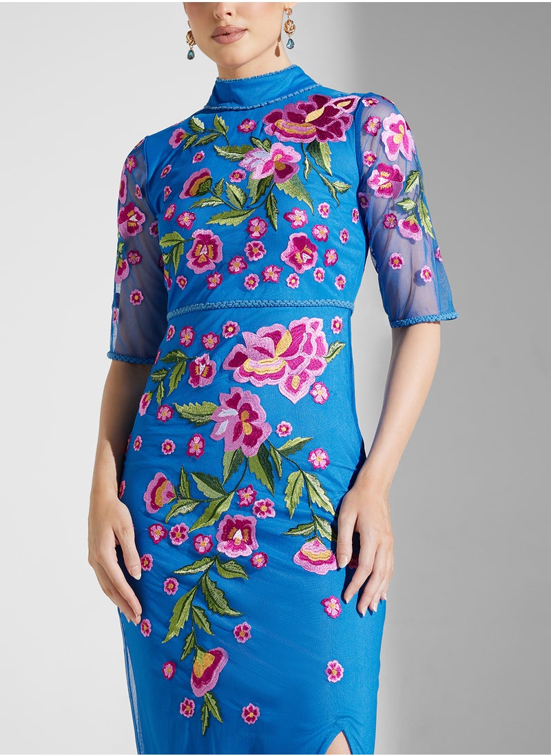 Frock and Frill Floral Embroidered Dress  - Image 3