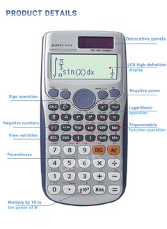 Super ZYouth Scientific Calculator fx-991ES Plus, LED Screen Text Display,  Dot Matrix  Scientific Calculator,Silver  - Image 3