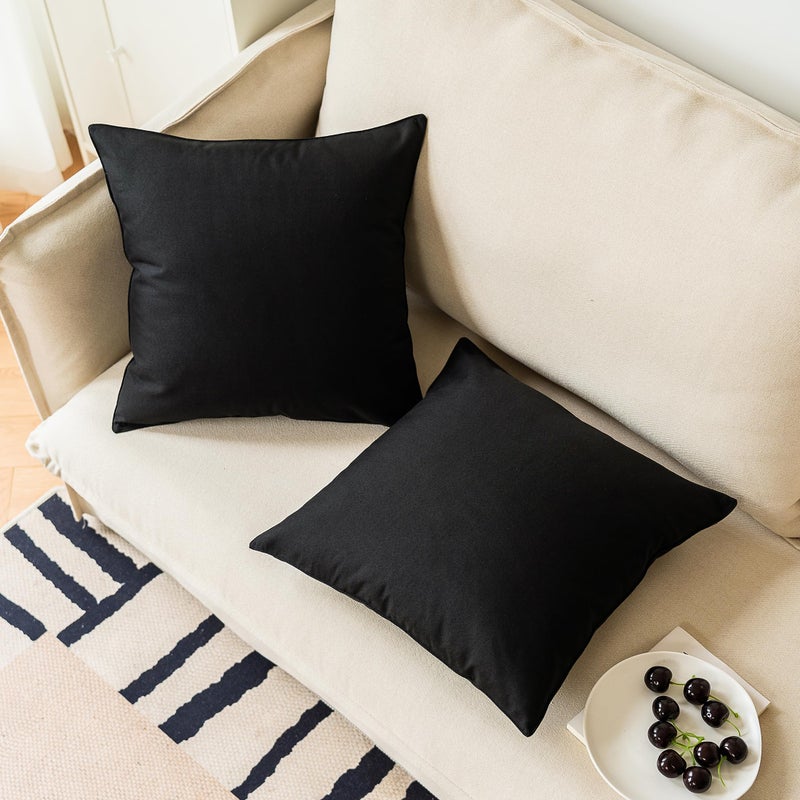 NiNi ALL Outdoor Waterproof Throw Pillow Covers Set of 2 Decorative Farmhouse Garden Pillowcase Solid Cushion Cases for Patio Tent Couch 18x18 inch Black - Image 5