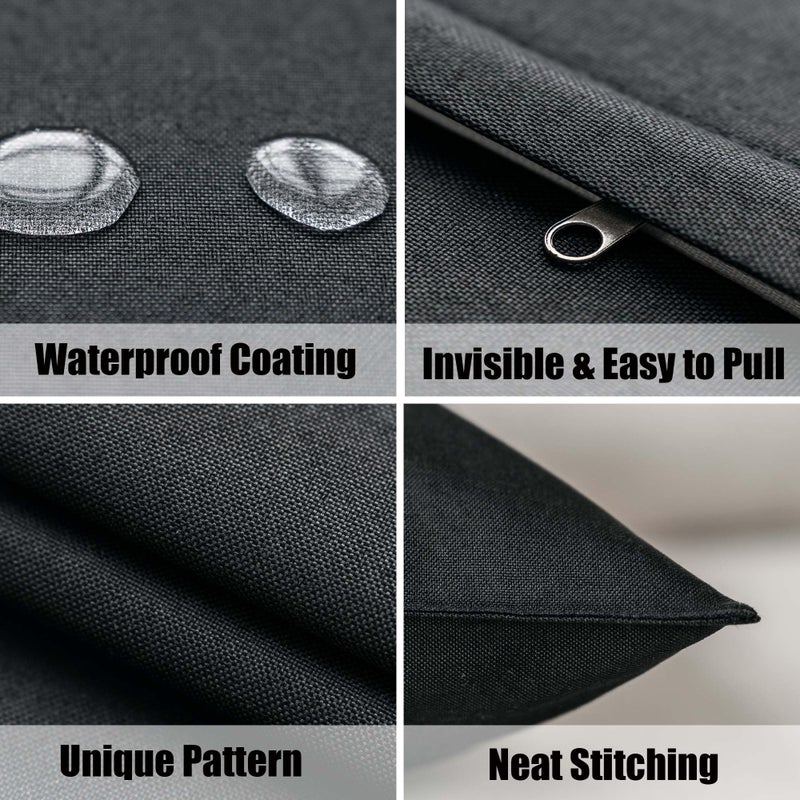 NiNi ALL Outdoor Waterproof Throw Pillow Covers Set of 2 Decorative Farmhouse Garden Pillowcase Solid Cushion Cases for Patio Tent Couch 18x18 inch Black - Image 3
