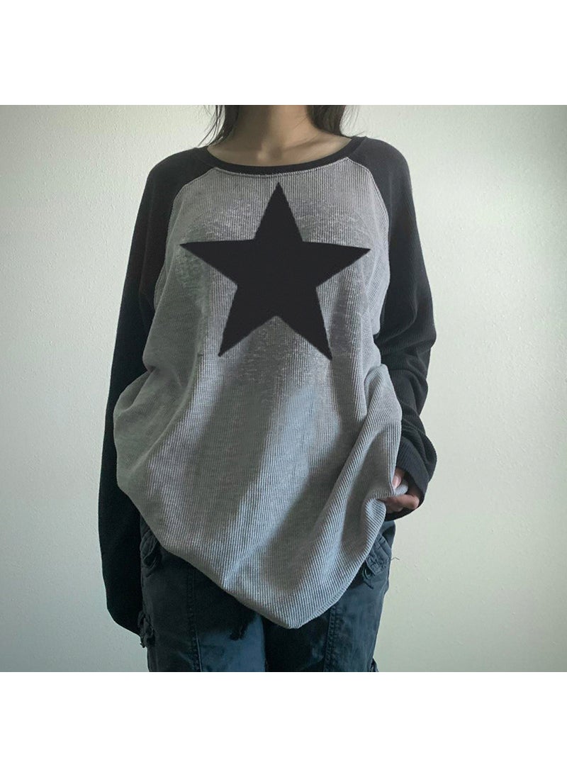 Cross-border European and American foreign trade womens new autumn and winter New European and American fashion leisure sweater star jacket long sleeve Picture Color