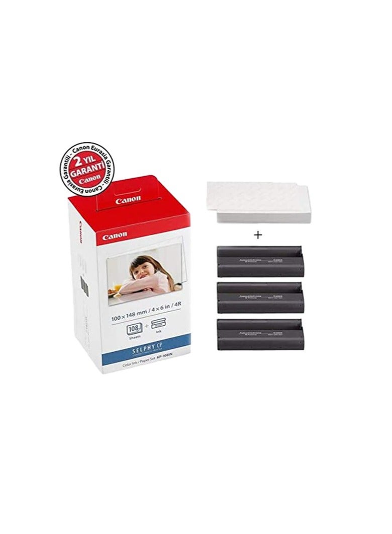 Canon Canon KP-108IN Color Ink Paper Set for Canon Selphy CP910/CP810 Photo Printer, 108 Sheets, White - Image 2