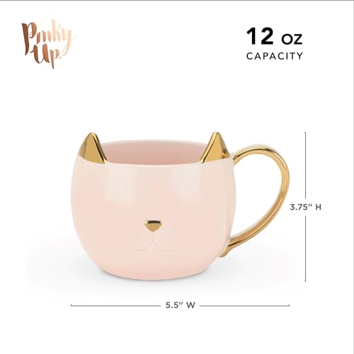 Pinky Up Chloe Cat Ceramic Coffee Mug, Tea Cups, Travel Mugs for Cappuccino, Latte, Hot Chocolate, Milk, Herbal Teas, 12 oz, Set of 1, Pink - Image 4