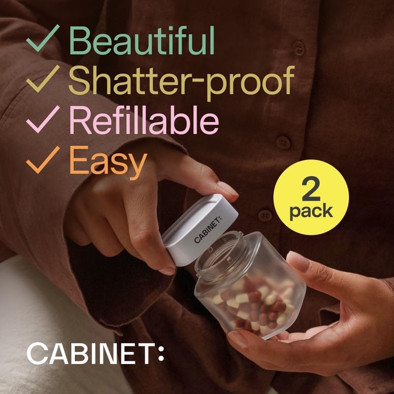 CABINET خزانة 2 زجاجات كبيرة فارغة أغطية بيضاء RX - Image 2