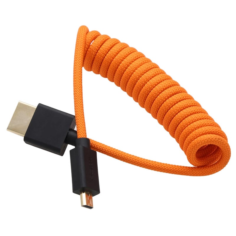 كابل من Micro-HDMI إلى HDMI 4K 8K Raw لـ ATOMOS Ninja V Ultra، Sony ZV-E10II A7C2 A7RIV A6700، Canon R50 R6 R5C R10، Lumix S5 S9 G100، Fujifilm X-T50، النوع A D، بربطانة برتقالية ملفوف 30 سم - Image 2