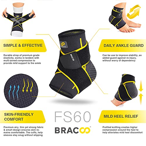 Bracoo 2 Pack Ankle Brace Compression Sleeve for Women Men Adjustable Ankle Support Strap for Sprained Plantar Fasciitis Pain Relief Injury Recovery Running Workout GYM FS60 - Image 5
