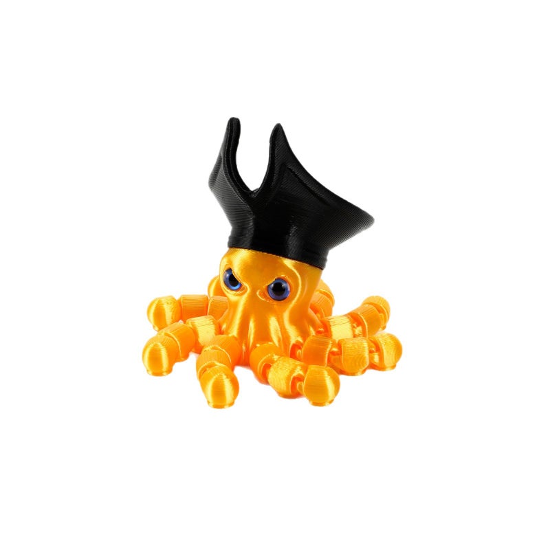 Pirate Octopus Figurine with Movable Joints – 3D Printed Desk Decoration - Image 1