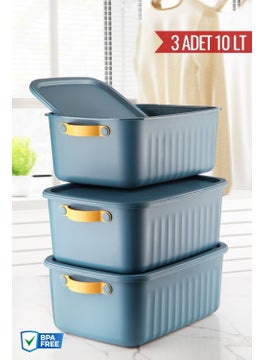 Nandy Home 3 Pieces 10 Lt Storage, Organization and Decorative Box Set with Handles and Lids  - Image 1