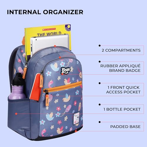 Gear Birdie 15"/19L Small Water Resistant School Bag/Casual 3 Compartment Backpack/Daypack/Travel 3 Compartment Backpack/Kids Bag for Boys/Girls - Blue - Image 3