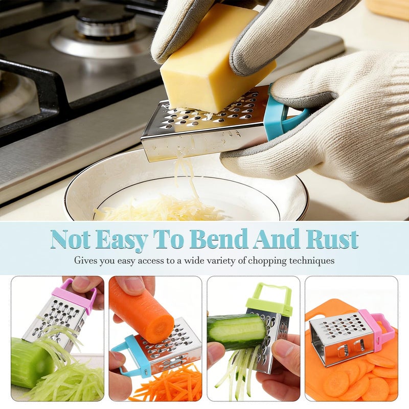 Mini Stainless Steel Cheese Grater Set With Plastic Handles For Kitchen Food Preparation - Image 4