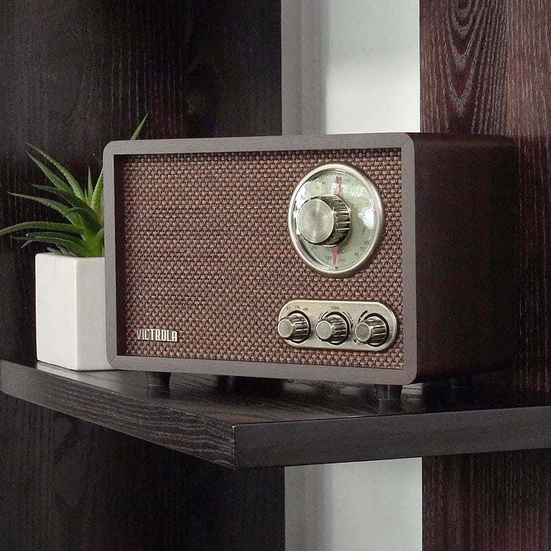 Victrola Retro Wood Bluetooth Radio with Built-in Speakers, Elegant & Vintage Design, Rotary AM/FM Tuning Dial, Wireless Streaming, Espresso - Image 2